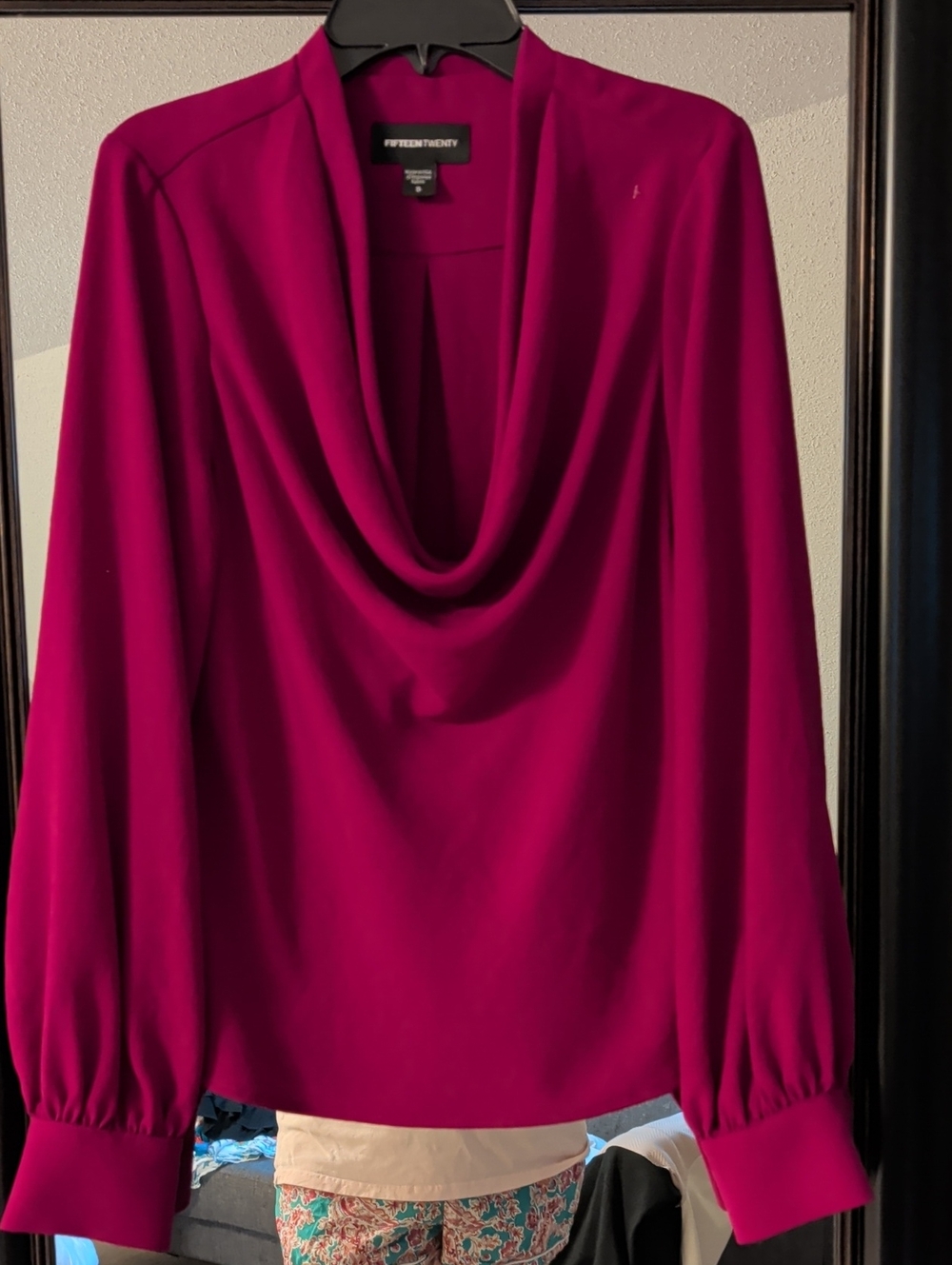 Fifteen Twenty Deep Magenta Cowl Neck Blouse